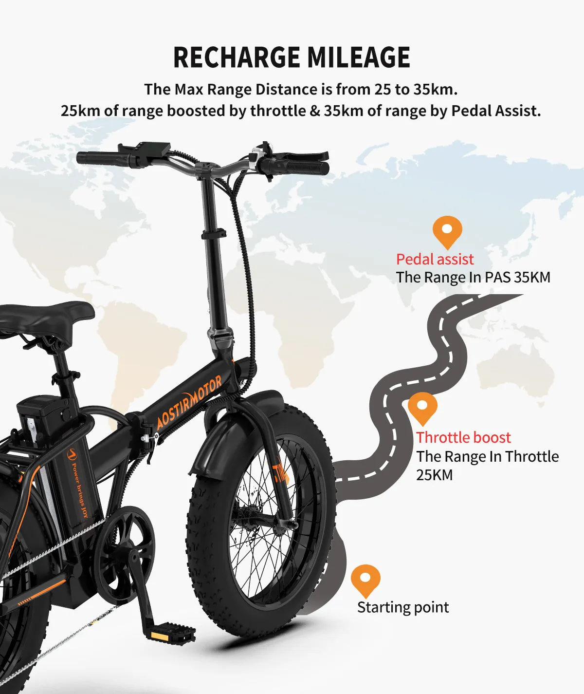 20" Folding Electric Bike Ebike Bicycle 500W Motor Fat Tire With 36V/13Ah Removable Li-Battery