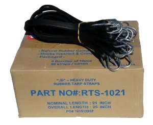 21" Rubber Tarp Straps with S-Hooks Attached (50 per Box)