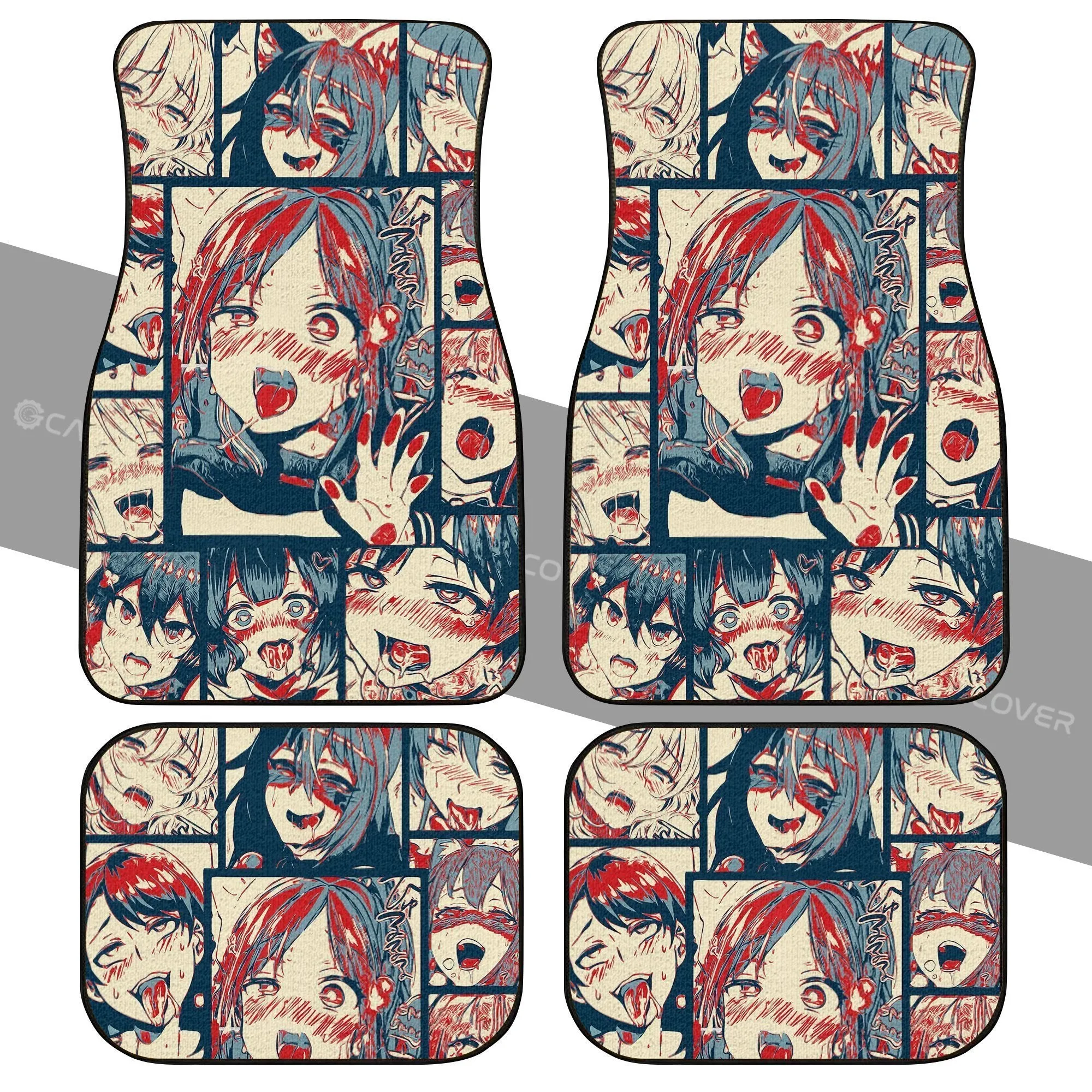 Ahegao Car Floor Mats Custom Car Interior Accessories