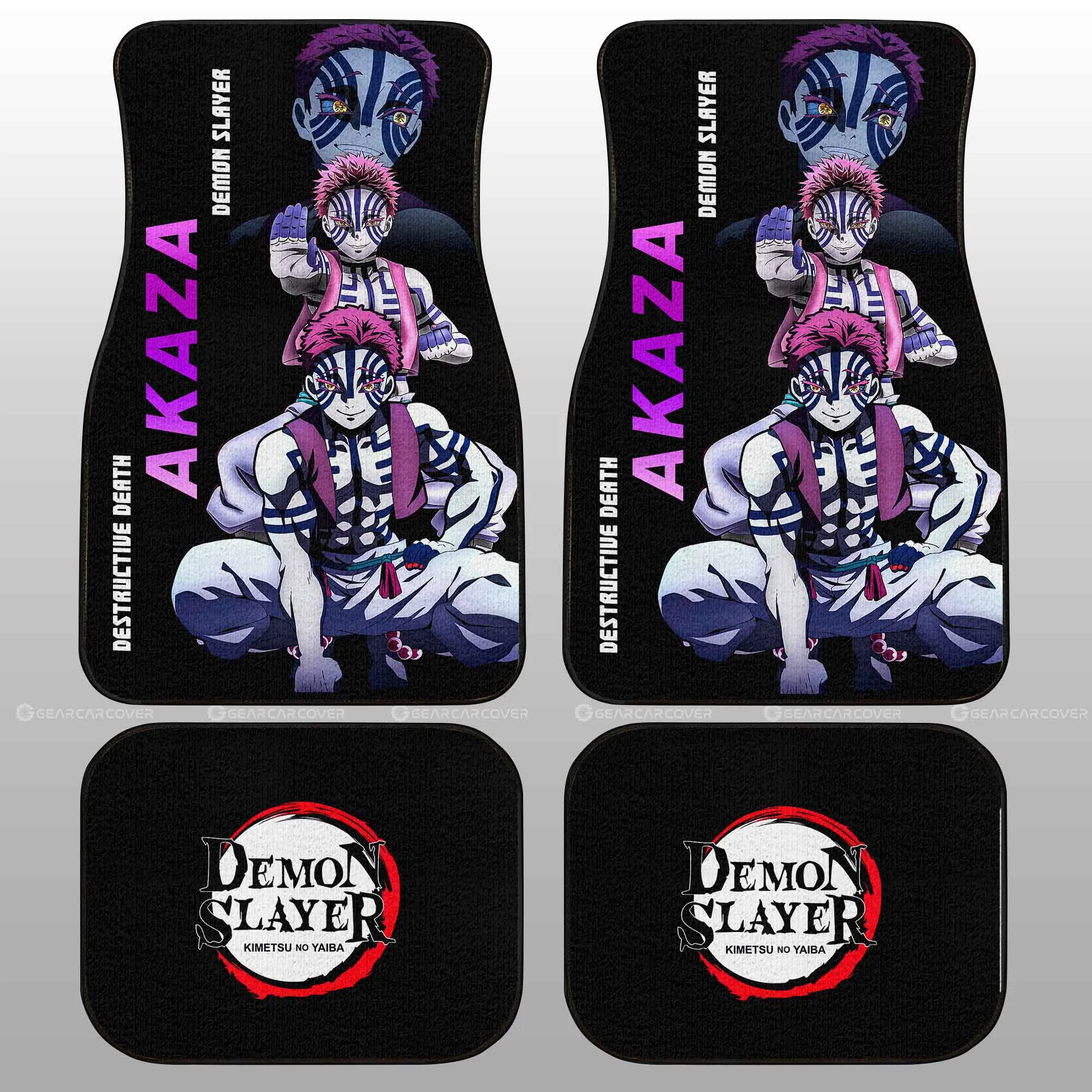 Akaza Car Floor Mats Custom Demon Slayer Anime