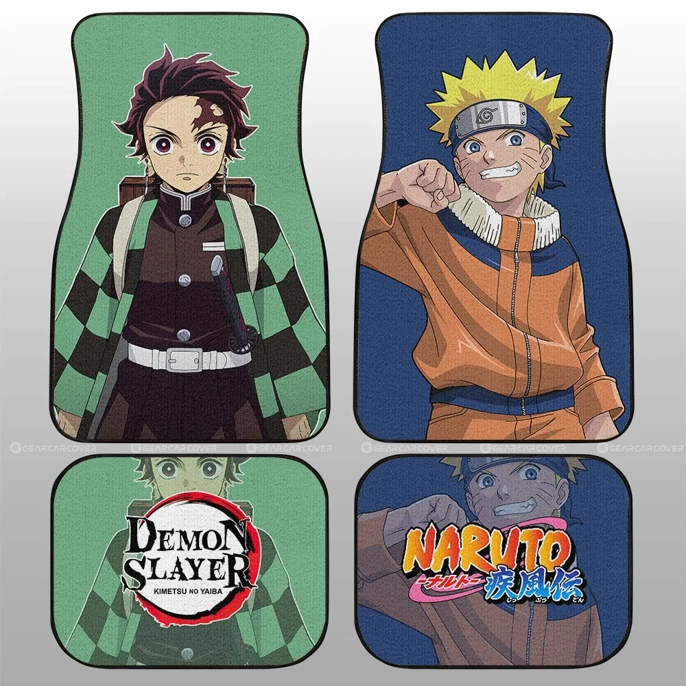 And Tanjiro Car Floor Mats Custom Anime Car Accessories