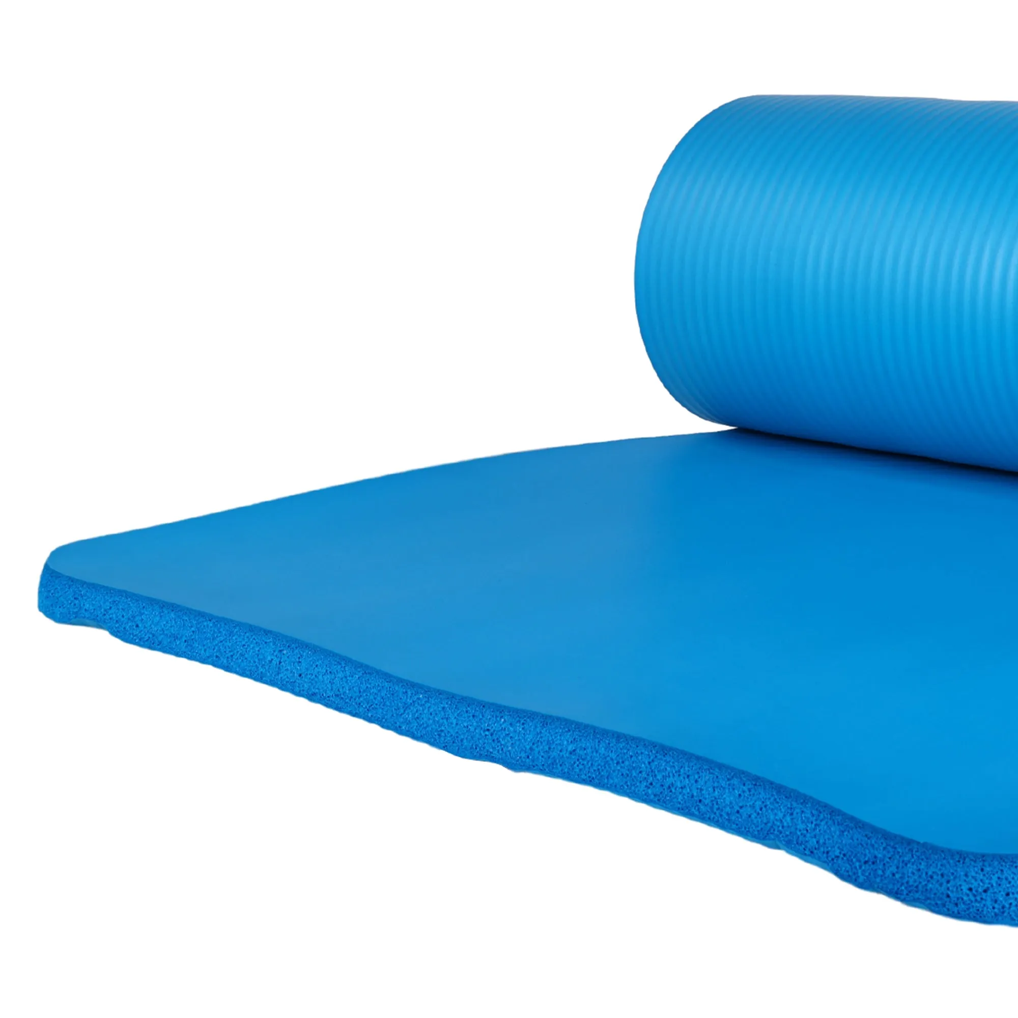 BalanceFrom 7pc Yoga Set with Mat, Stretch Strap, & Knee Pad, Blue (Open Box)