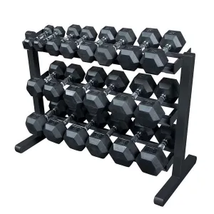 Body Solid 5-50 Lb Hex Rubber Dumbbell Set With GDR363B Rack