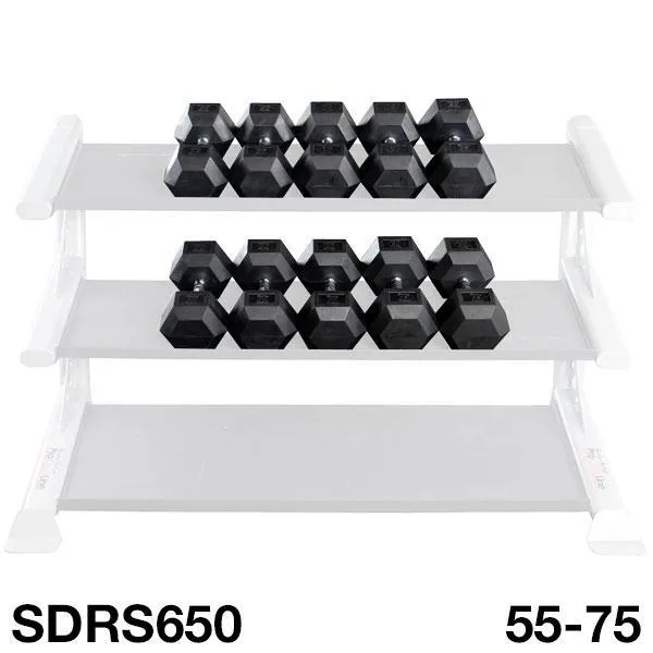 Body Solid 55 thru 75 lb Rubber Hex Dumbbell Set