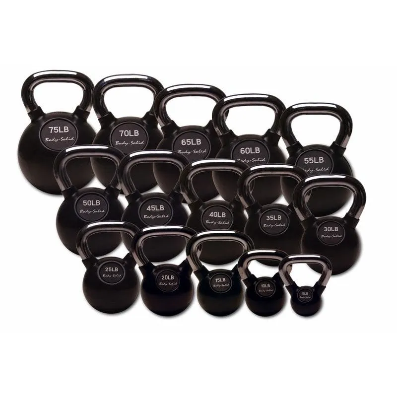 Body-Solid Rubber Coated Kettlebells with Chrome Handles