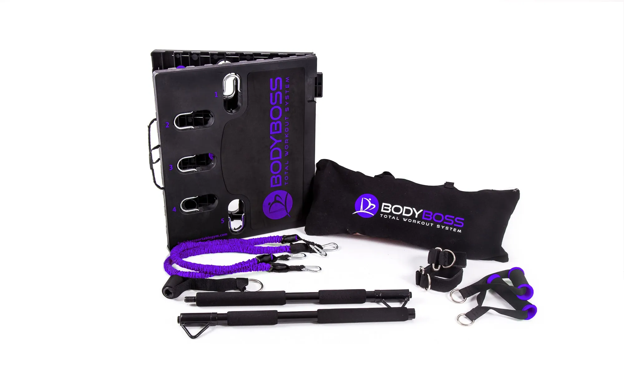 BodyBoss Home Gym 2.0 By 6Ave- Full Portable Gym Home Workout Bundle - PKG2-Purple