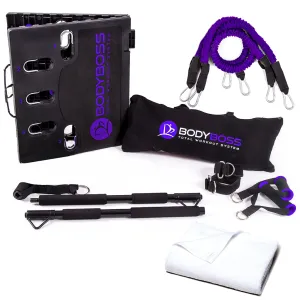 BodyBoss Home Gym 2.0 By 6Ave- Full Portable Gym Home Workout Bundle - PKG2-Purple