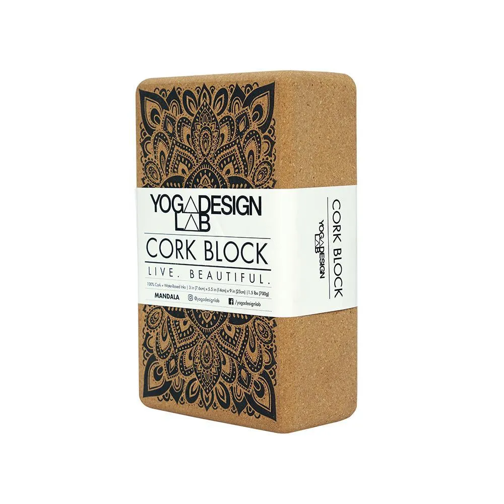 Cork Yoga Block - Mandala Black - To elevate your experience and improve your alignment