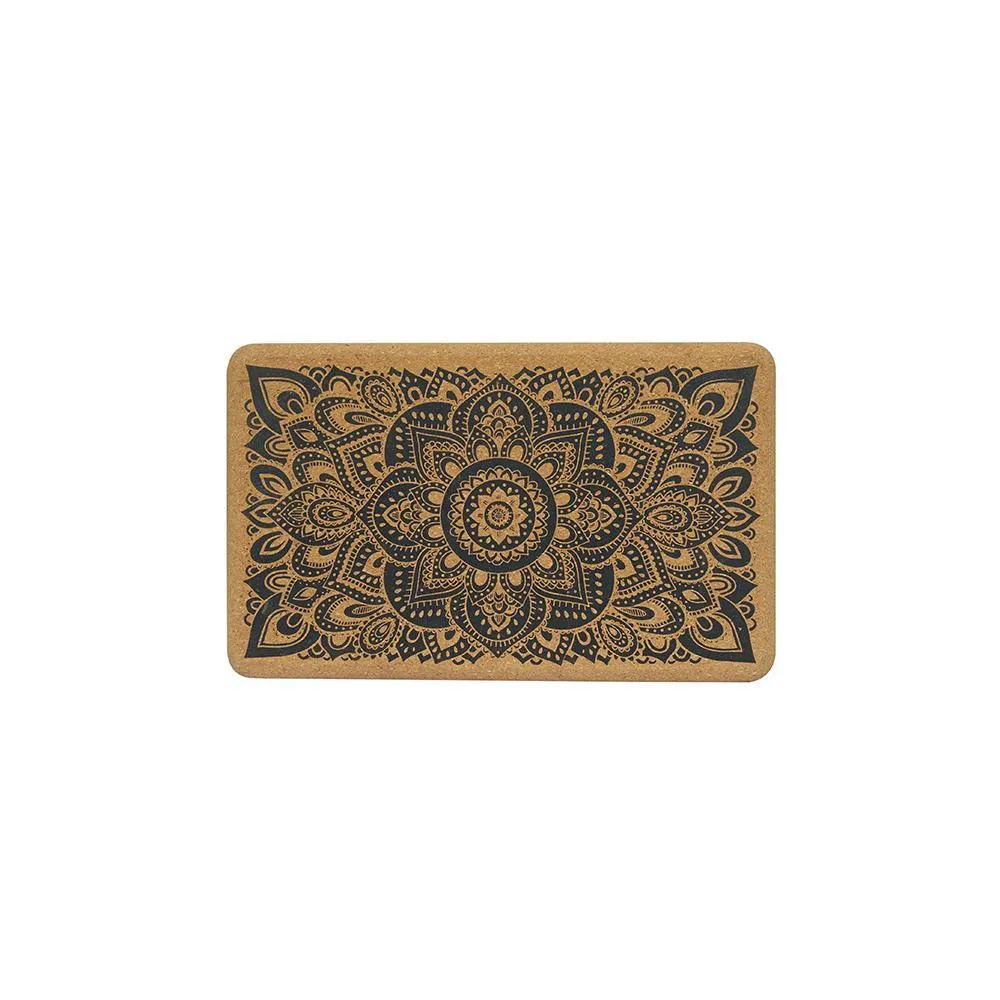 Cork Yoga Block - Mandala Black - To elevate your experience and improve your alignment