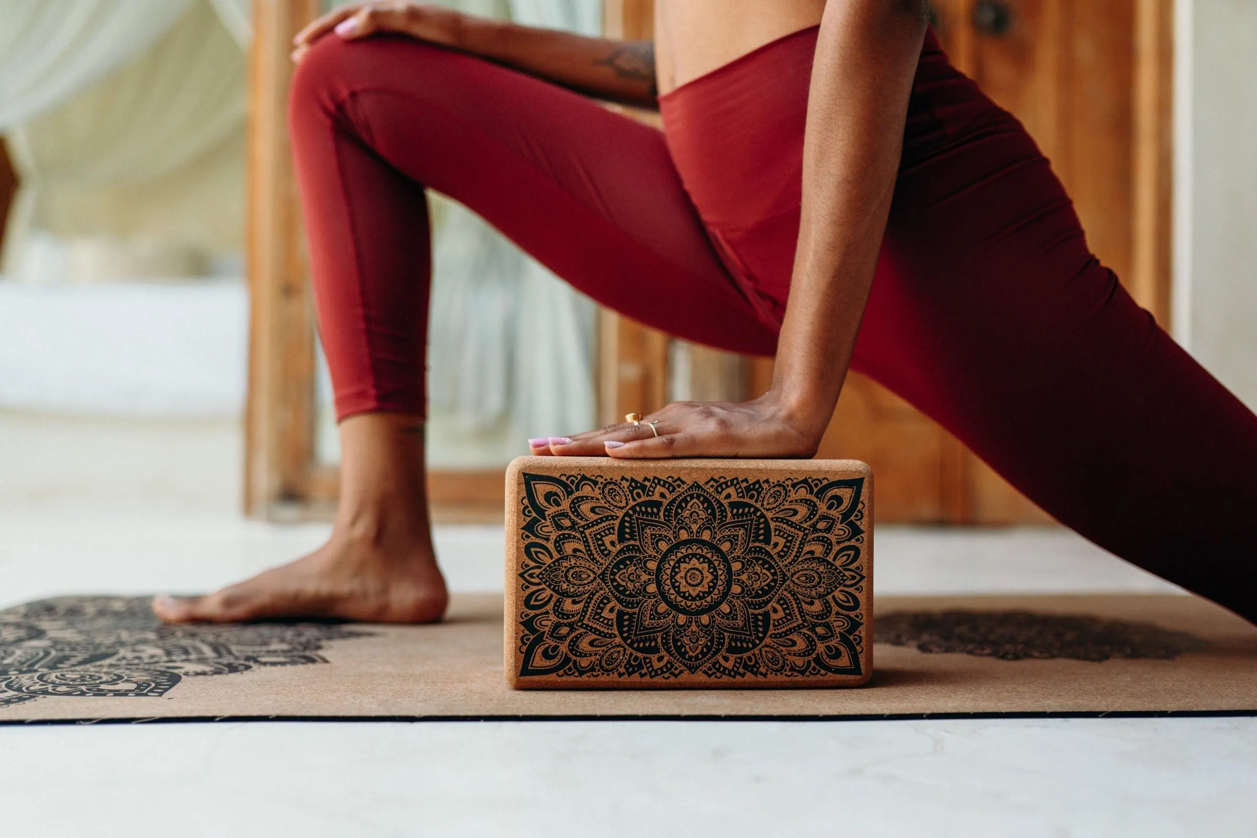 Cork Yoga Block - Mandala Black - To elevate your experience and improve your alignment