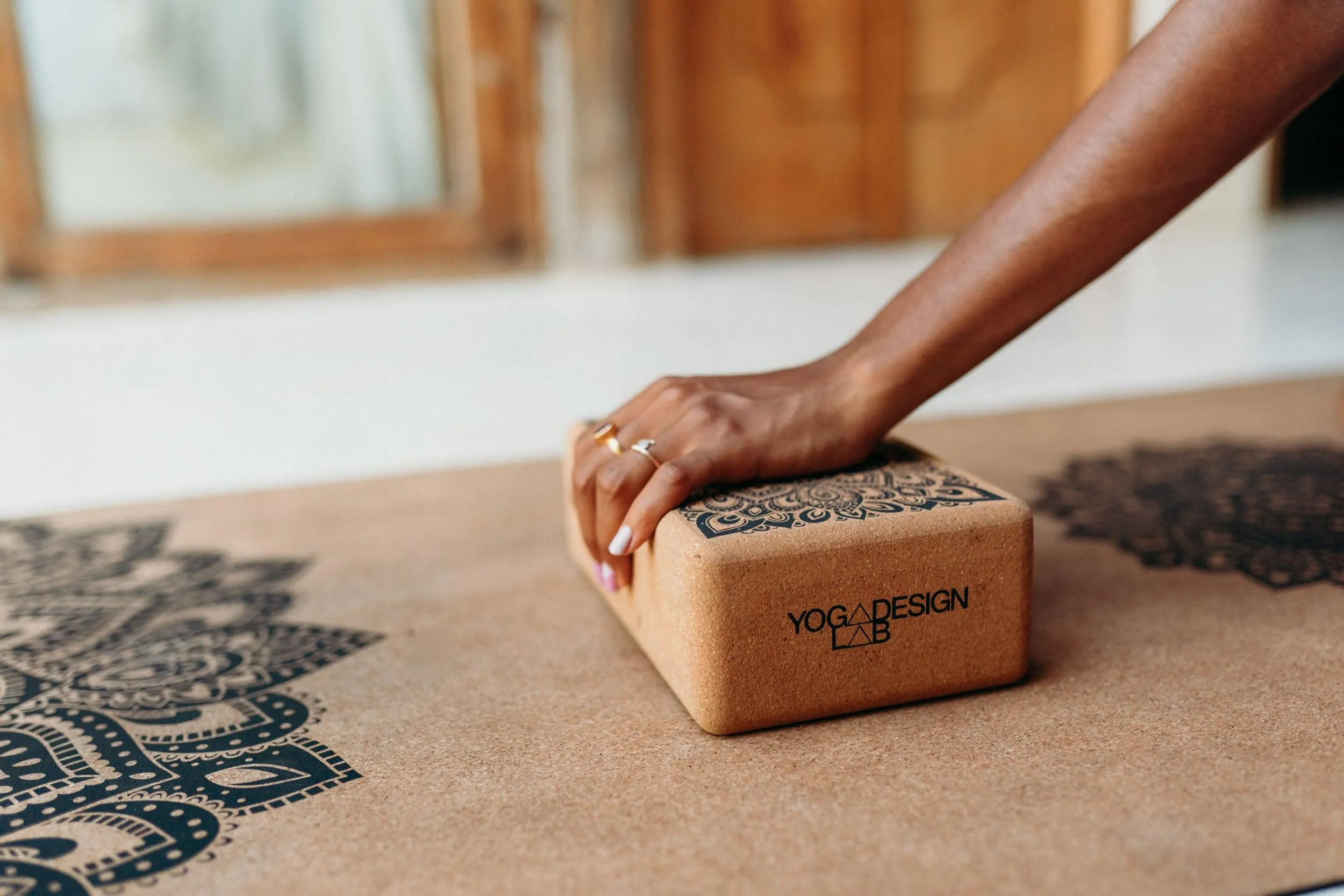 Cork Yoga Block - Mandala Black - To elevate your experience and improve your alignment