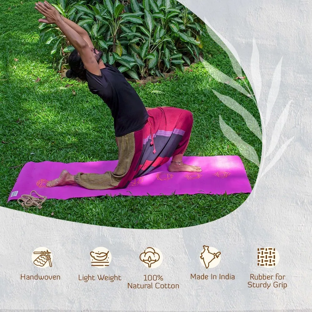 Cotton Yoga Mat- Chakras- Moderate Grip- Green- 27 inches