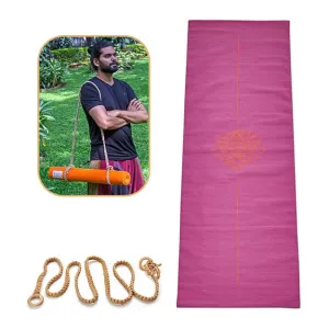 Cotton Yoga Mat- Lotus- Pink