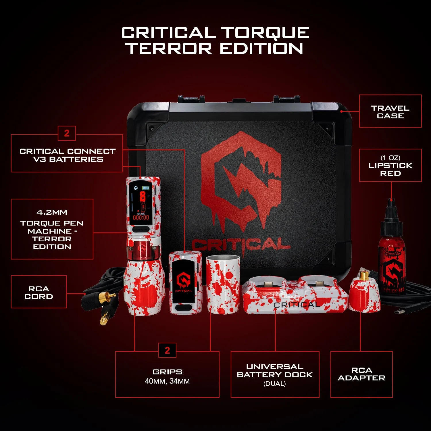 Critical Torque Terror Edition Wireless Tattoo Pen Machine