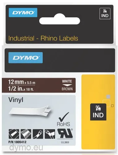 Dymo RH TP 12mm White/Brown Vinyl