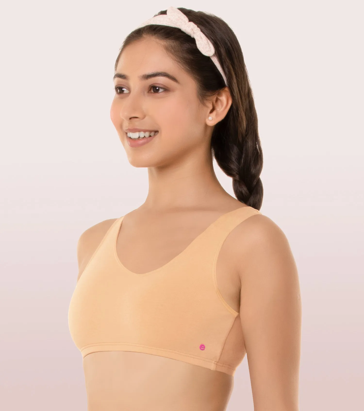 Enamor BB01 Easy Fit Stretch Cotton Beginners Bra with Antimicrobial Finish and Wide Straps - Skin