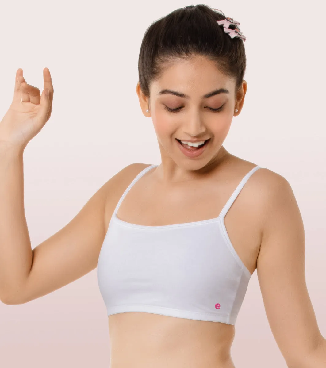 Enamor BB02 Easy Fit Stretch Cotton Beginners Bra with Antimicrobial Finish and Slim Straps - White