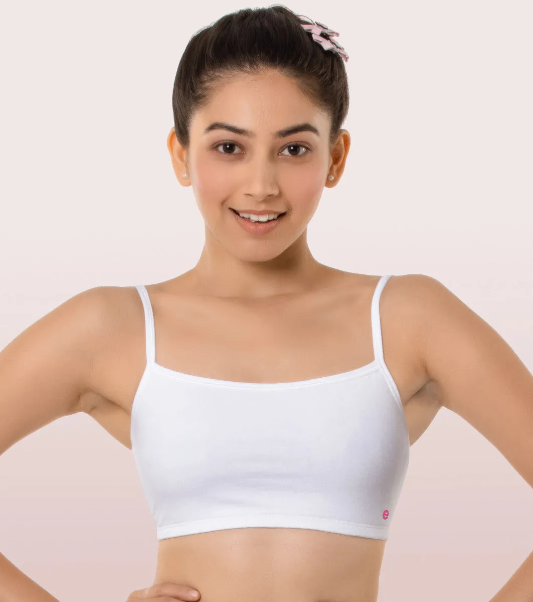 Enamor BB02 Easy Fit Stretch Cotton Beginners Bra with Antimicrobial Finish and Slim Straps - White