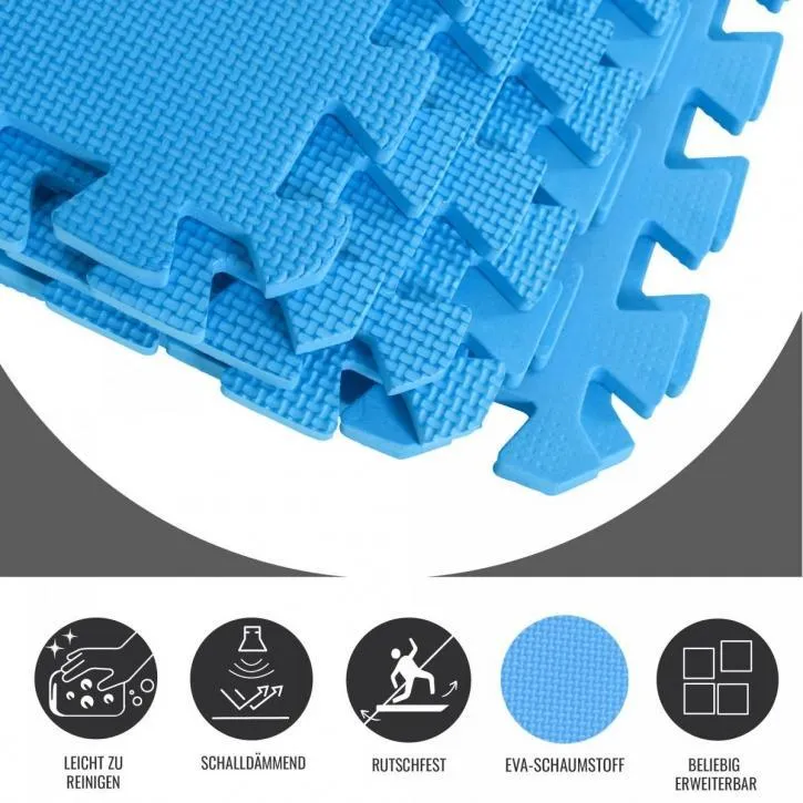 Floor Mat Set - 6 Mats 12 Edges - Blue