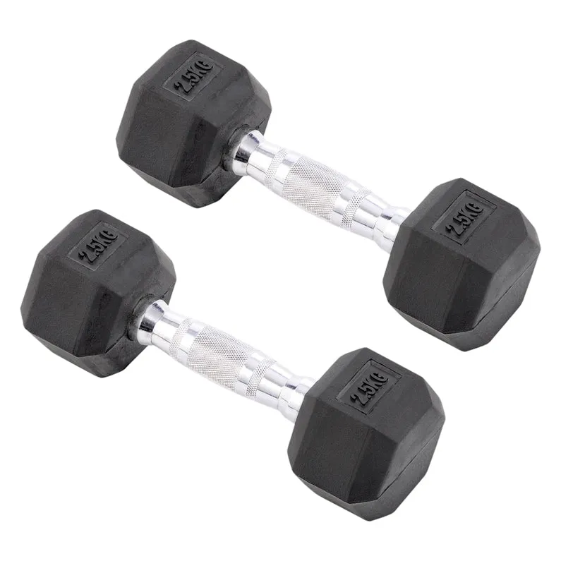 Hex Dumbbells - Rubber Coated Weights