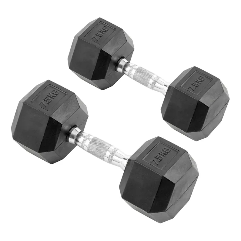 Hex Dumbbells - Rubber Coated Weights