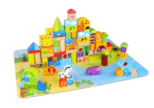 Kids Wooden Blocks Forest Jungle Themed 135 Pcs - Rec. Age: 24 months   set up puzzle Mat.