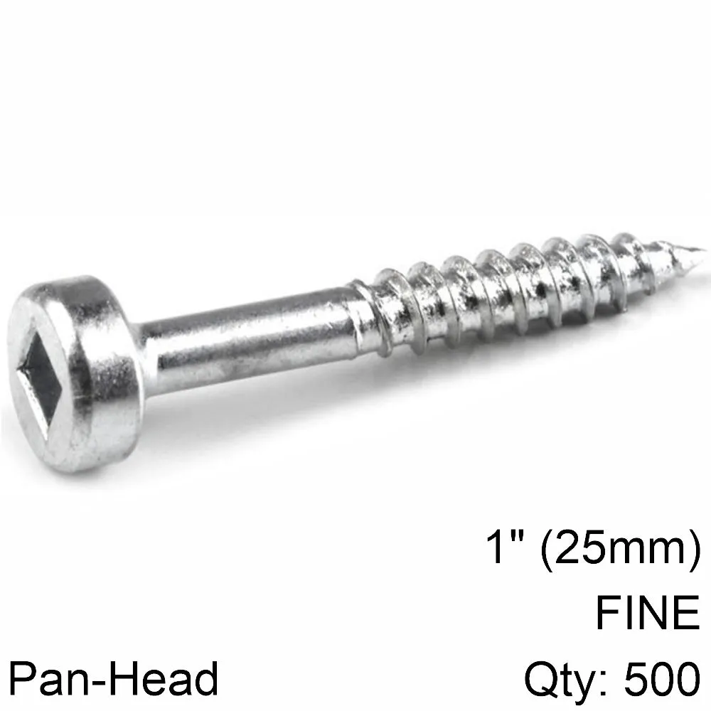 KREG KREG ZINC POCKET HOLE SCREWS 25MM 1.00' #6 FINE THREAD PAN HEAD 500CT KR SPS-F1-500-INT