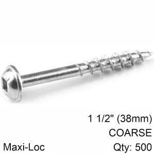 KREG KREG ZINC POCKET HOLE SCREWS 38MM 1.50' #8 COARSE THREAD MX LOC 500CT KR SML-C150-500-INT