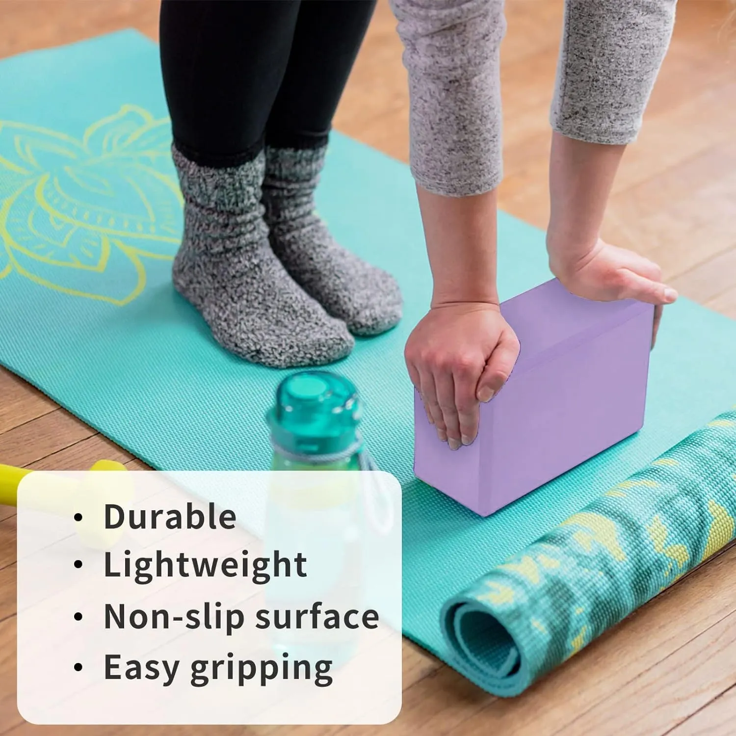 Kuber Industries High-Density Yoga Block|Lightweight & Portable Yoga Brick|Improve Strength & Flexibility-Pack of 2 (Light Purple)