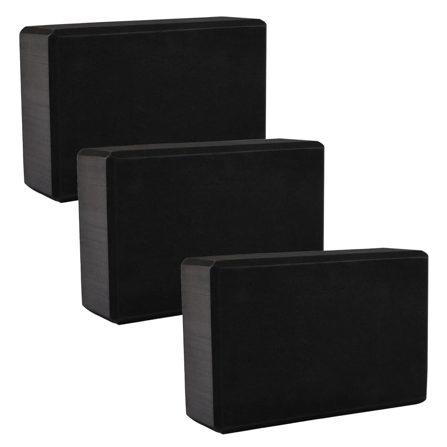 Kuber Industries High-Density Yoga Block|Lightweight & Portable Yoga Brick|Improve Strength & Flexibility-Pack of 3 (Black)