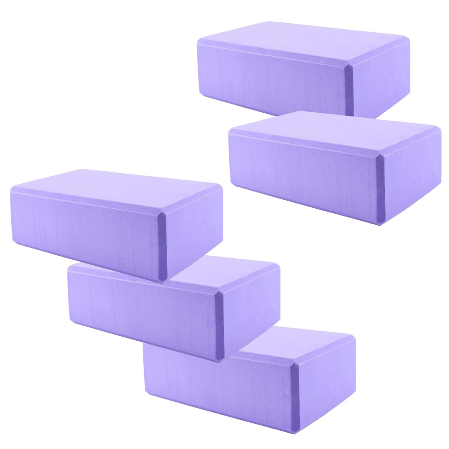 Kuber Industries High-Density Yoga Block|Lightweight & Portable Yoga Brick|Improve Strength & Flexibility-Pack of 5 (Light Purple)