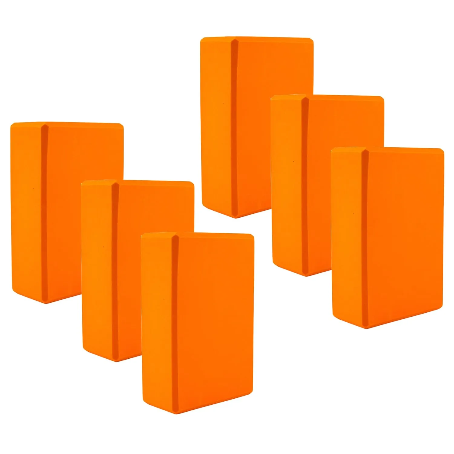 Kuber Industries High-Density Yoga Block|Lightweight & Portable Yoga Brick|Improve Strength & Flexibility-Pack of 6 (Orange)