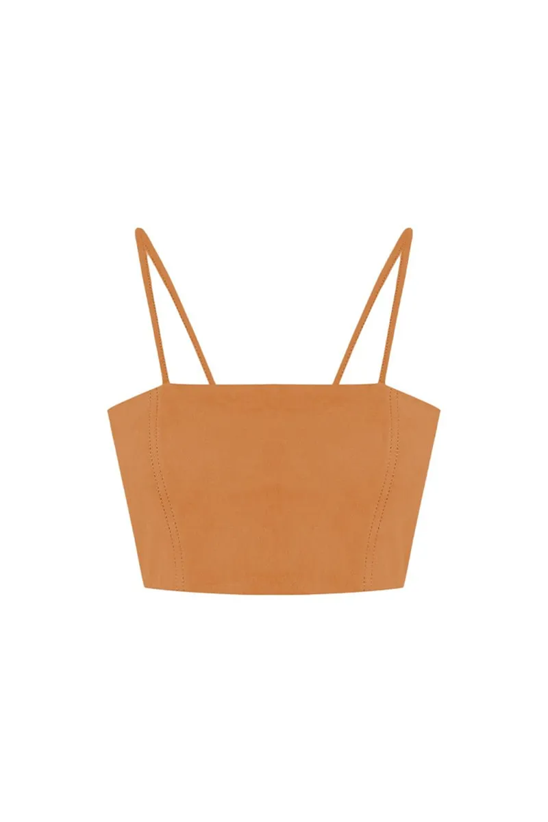 Livy Metis Suede Leather Bra - Mustard