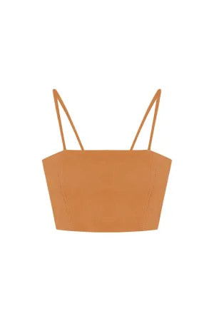 Livy Metis Suede Leather Bra - Mustard