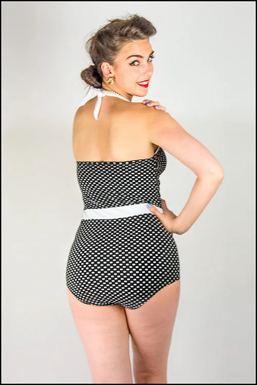 Luna Swimsuit Black White Dots