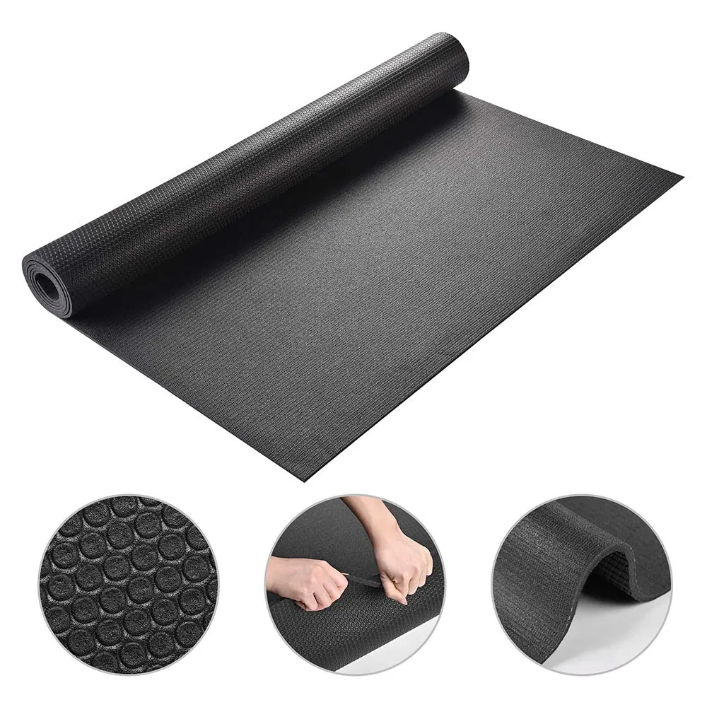 Medium Yoga Mat Home Gym Flooring Exercise Mat Black 6.5x3ft