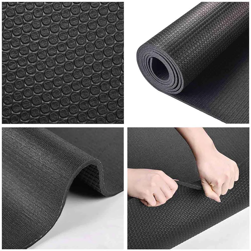 Medium Yoga Mat Home Gym Flooring Exercise Mat Black 6.5x3ft