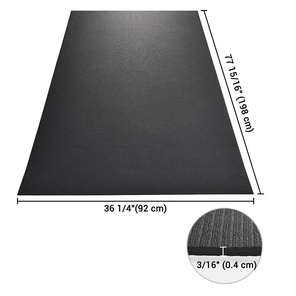 Medium Yoga Mat Home Gym Flooring Exercise Mat Black 6.5x3ft