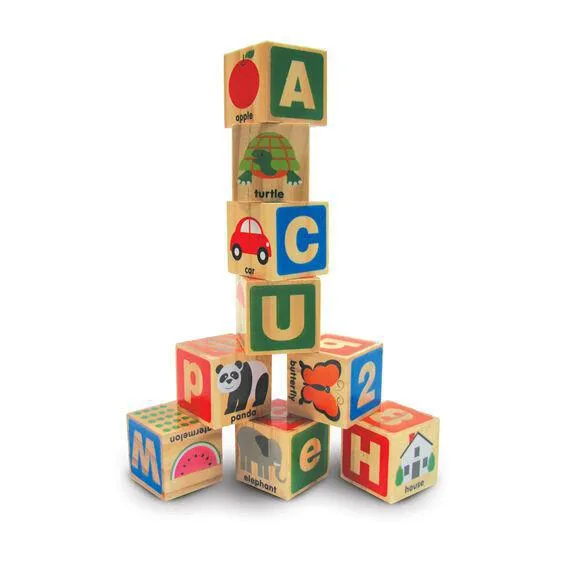 Melissa & Doug ABC 123 Wooden Blocks -Teach Letter and Number Recognition, Fine Motor Skills, Coordination, and Problem-Solving