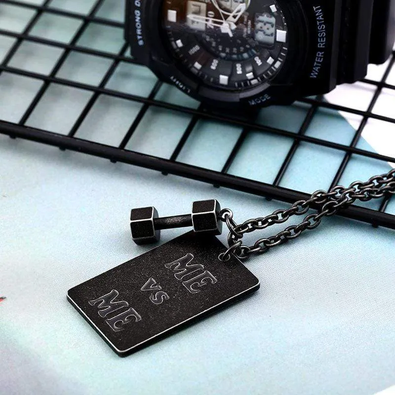 Men's Punk Letter  Rectangle Necklace with Dumbbells