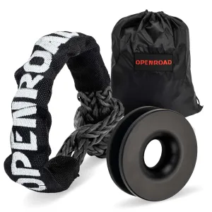 OPENROAD Soft Shackle Synthetic Rope 37000lbs with Recovery Snatch Ring Protective Sleeve