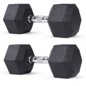 Rubber Encased Hex Dumbbell Hand Weight 2 x 15kg