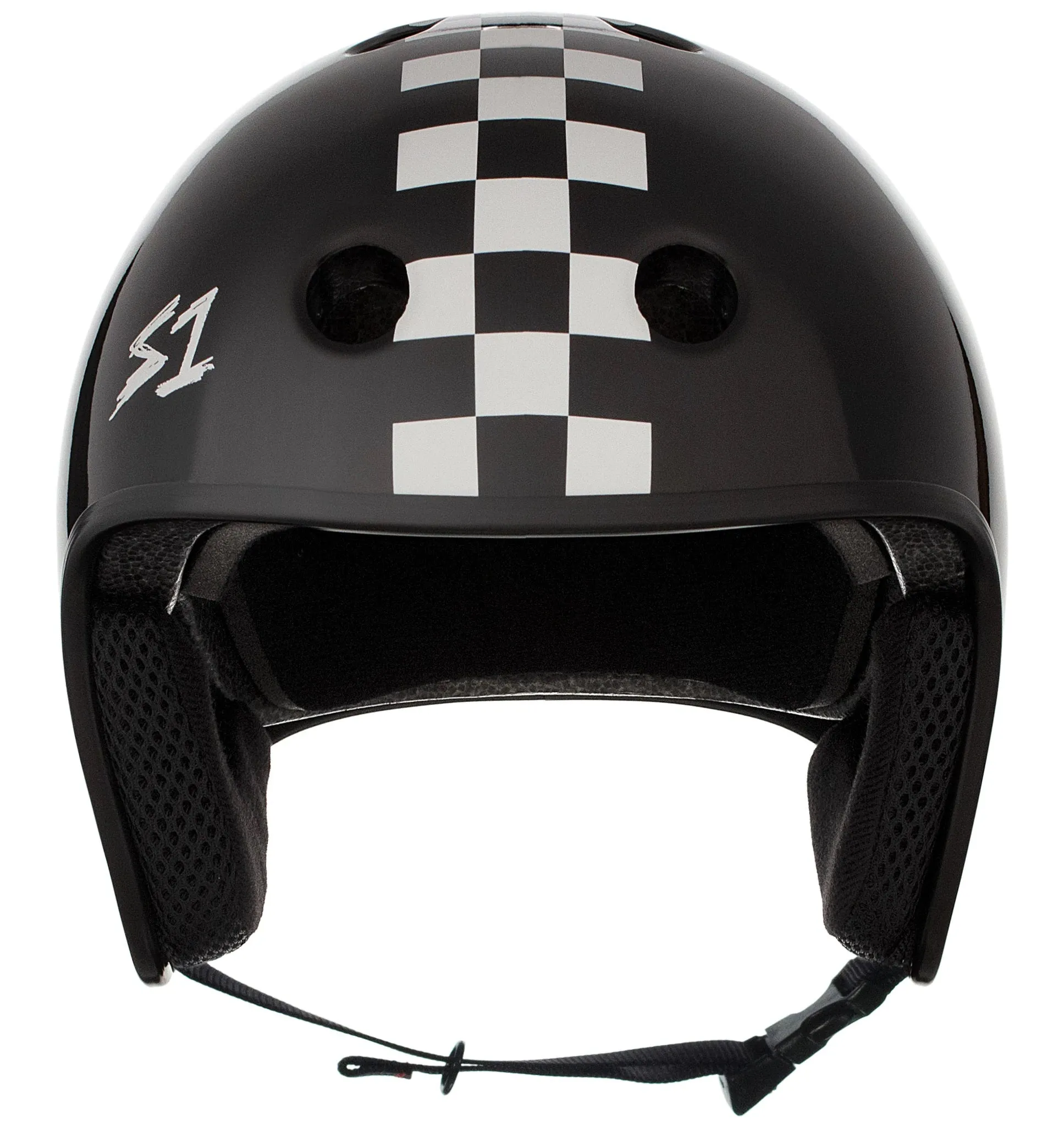 S1 Retro Lifer Helmet - Black Gloss/White Checkers