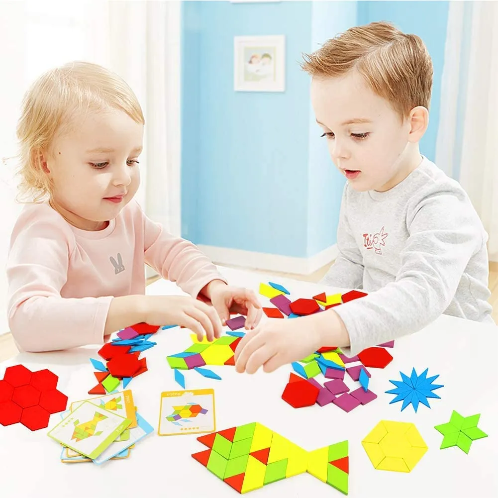 Wooden Pattern Puzzle Blocks - 250 Pieces