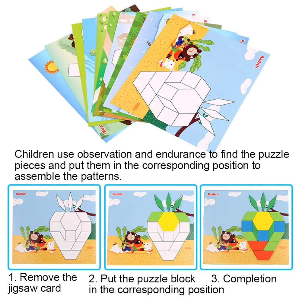 Wooden Pattern Puzzle Blocks - 250 Pieces